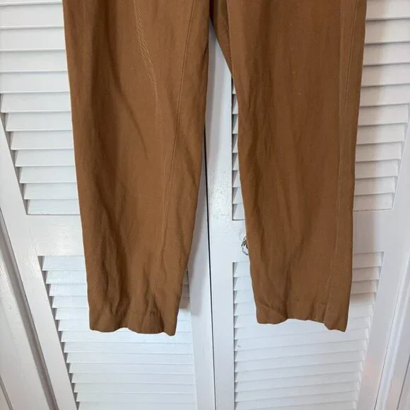 King & Tuckfield men's Tan Tab trousers 29 linen cotton toffee pleated *flaws*